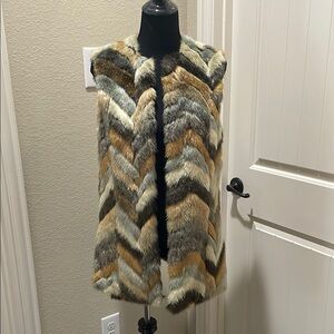Chevron Pattern Faux Fur Vest